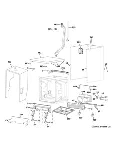 Body Parts 2 Diagram and Parts List for GPT225SGL0BB  General Electric Dishwasher