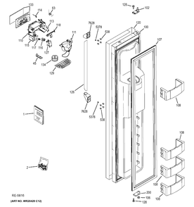 FZ DOOR Diagram and Parts List for ZISP420DXCSS  General Electric Refrigerator