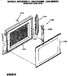 Upper Oven Door Parts Diagram and Parts List for JGHC60GEN1  General Electric Range