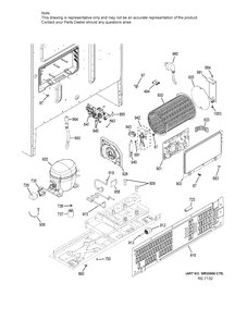 MACHINE COMPARTMENT Diagram and Parts List for PWE23KMKFES  General Electric Refrigerator
