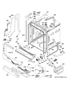 Body Parts 1 Diagram and Parts List for CDT855P2N2S1  General Electric Dishwasher
