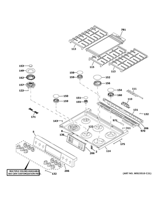 Part Location Diagram of WB27X31708 GE Glass Touch Board Assembly