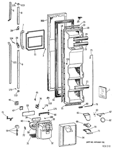 FREEZER DOOR Diagram and Parts List for TFX22PRSBBB  General Electric Refrigerator