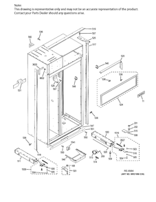 CASE PARTS Diagram and Parts List for ZISP420DKBSS  General Electric Refrigerator