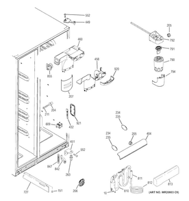 Fresh Food Section Diagram and Parts List for CZS22MSKBHSS  General Electric Refrigerator