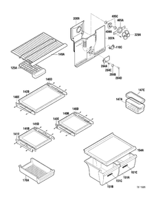 SHELVES Diagram and Parts List for GTA18KBNWW  General Electric Refrigerator