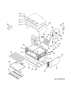 Upper Oven Diagram and Parts List for PT925DN4BB  General Electric Wall Oven