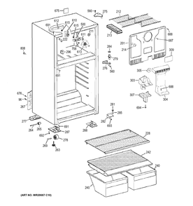 CABINET Diagram and Parts List for HTH17CBDDRBB  General Electric Refrigerator