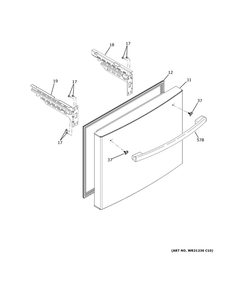Freezer Door Diagram and Parts List for GYE18JSLAFSS  General Electric Refrigerator
