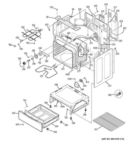 Body Parts Diagram and Parts List for JB625GK1SA  General Electric Range