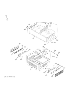 Freezer Shelves Diagram and Parts List for DFE28JMKDES  General Electric Refrigerator