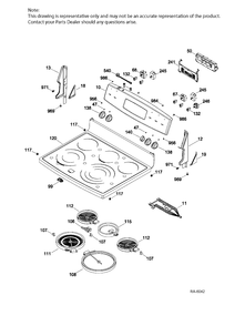 CONTROL PANEL & COOKTOP Diagram and Parts List for PCB909SR1SS  General Electric Range