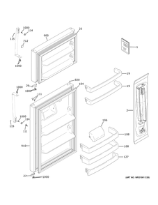 Doors Diagram and Parts List for GIE18GSNGRSS  General Electric Refrigerator