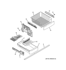Freezer Shelves Diagram and Parts List for CNS23SSHAFSS  General Electric Refrigerator
