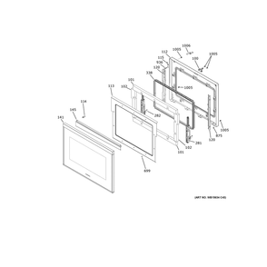 Door Diagram and Parts List for ZTSX1DSSN4SS  General Electric Wall Oven