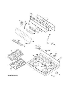 Control Panel & Cooktop Diagram and Parts List for JGB640DEF4WW  General Electric Range