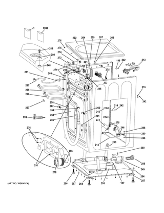 Cabinet & Top Panel Diagram and Parts List for GFW430SSM0WW  General Electric Washer