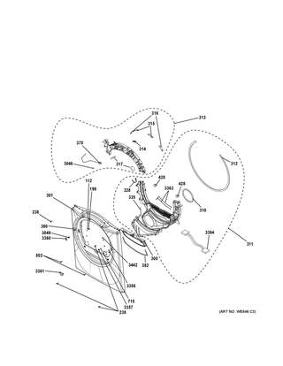 Front Panel Diagram and Parts List for GFD40ESCM0WW  General Electric Dryer
