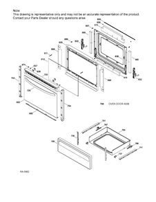 DOOR & DRAWER PARTS Diagram and Parts List for JCBS630DF2WW  General Electric Range