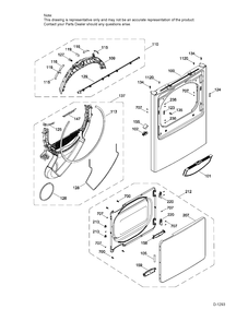 FRONT PANEL & DOOR Diagram and Parts List for GTD45EBMK0WS  General Electric Dryer
