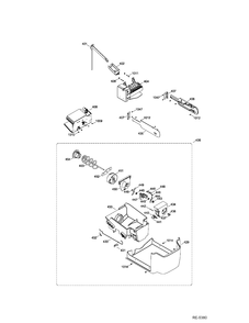 ICEMAKER & DISPENSER Diagram and Parts List for PSC23MSTDSS  General Electric Refrigerator