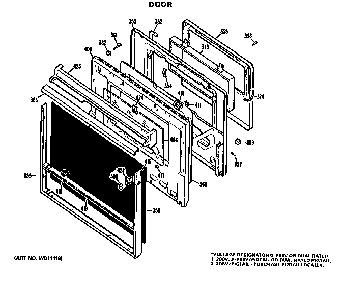 Door Diagram and Parts List for JKP07GJ4  General Electric Wall Oven