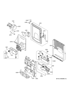 Ice Maker And Dispenser Diagram and Parts List for CFE28TP2MLS1  General Electric Refrigerator