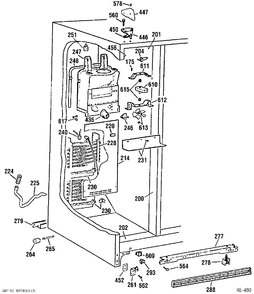 FREEZER SECTION Diagram and Parts List for 39761-1  General Electric Refrigerator