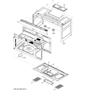 Oven Cavity Parts Diagram and Parts List for JVM3162DJ1BB  General Electric Microwave