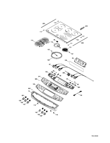 CONTROL PANEL & COOKTOP Diagram and Parts List for PCS968SR3SS  General Electric Range