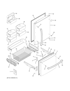 Doors Diagram and Parts List for GDE23GSHBRSS  General Electric Refrigerator