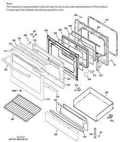 Door And Drawer Parts Diagram and Parts List for MBC12GAZSS  General Electric Range