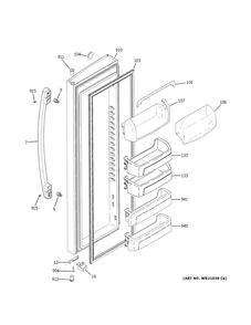 Fresh Food Door Diagram and Parts List for GZS22IYNBHFS  General Electric Refrigerator