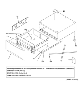 Pedestal Diagram and Parts List for GFXP1308F0RR  General Electric Laundry Accessories