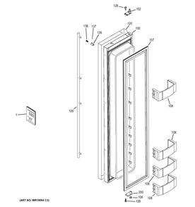 FREEZER DOOR Diagram and Parts List for ZISS420NHBSS  General Electric Refrigerator
