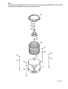 TUB & BASKET & AGITATOR Diagram and Parts List for GTW220BMK1WW  General Electric Washer