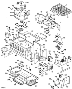 BODY PARTS Diagram and Parts List for JVM190CH01  General Electric Microwave