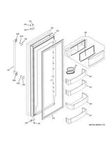 FRESH FOOD DOOR Diagram and Parts List for ZCSP480DMBSS  General Electric Refrigerator