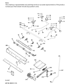 GAS & BURNER Diagram and Parts List for JCGBS66SEK1SS  General Electric Range