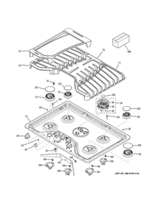 Control Panel & Cooktop Diagram and Parts List for PGP986SET5SS  General Electric Cooktop