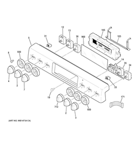 Control Panel Diagram and Parts List for CS980ST5SS  General Electric Range