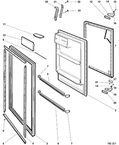 REFRIGERATOR DOOR Diagram and Parts List for YRF1804R-1  General Electric Refrigerator