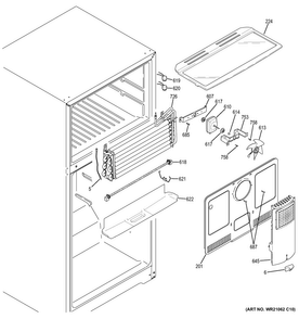 Freezer Section Diagram and Parts List for GIE18HSHBRSS  General Electric Refrigerator