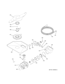 Motor-pump Mechanism Diagram and Parts List for GLD5900N10WW  General Electric Dishwasher