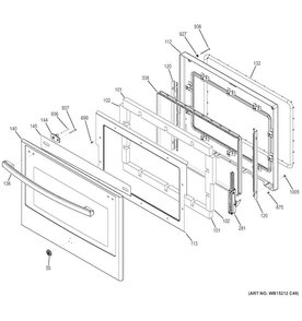 Upper Door Diagram and Parts List for JK3500SF4SS  General Electric Wall Oven