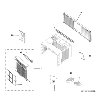 Room Air Conditioner Diagram and Parts List for AET05LYL1  General Electric Air Conditioner