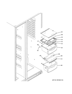 FRESH FOOD SHELVES Diagram and Parts List for GSS25LSLJCSS  General Electric Refrigerator