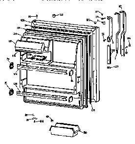 Fresh Food Door Diagram and Parts List for TBX18DISJRWH  General Electric Refrigerator