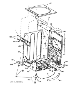 Cabinet Diagram and Parts List for GFDS175GH1DG  General Electric Dryer