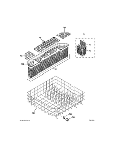 LOWER RACK Diagram and Parts List for GDWF106V00WW  General Electric Dishwasher